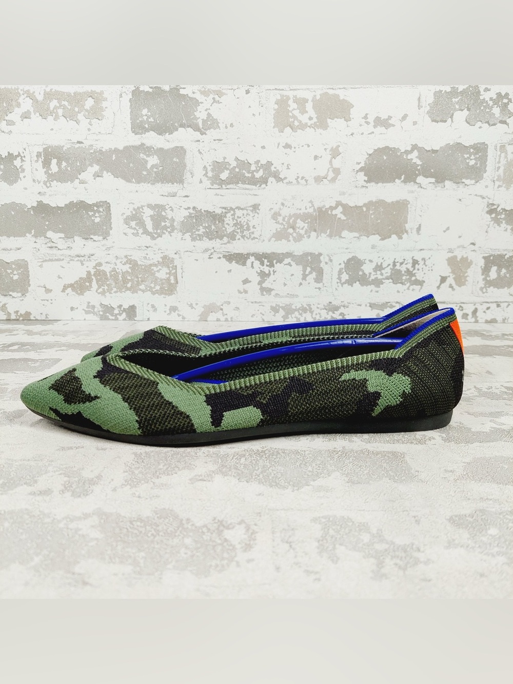 NEW Rothy’s The Point Olive Camo Slip On Ballet Flat Shoes E940